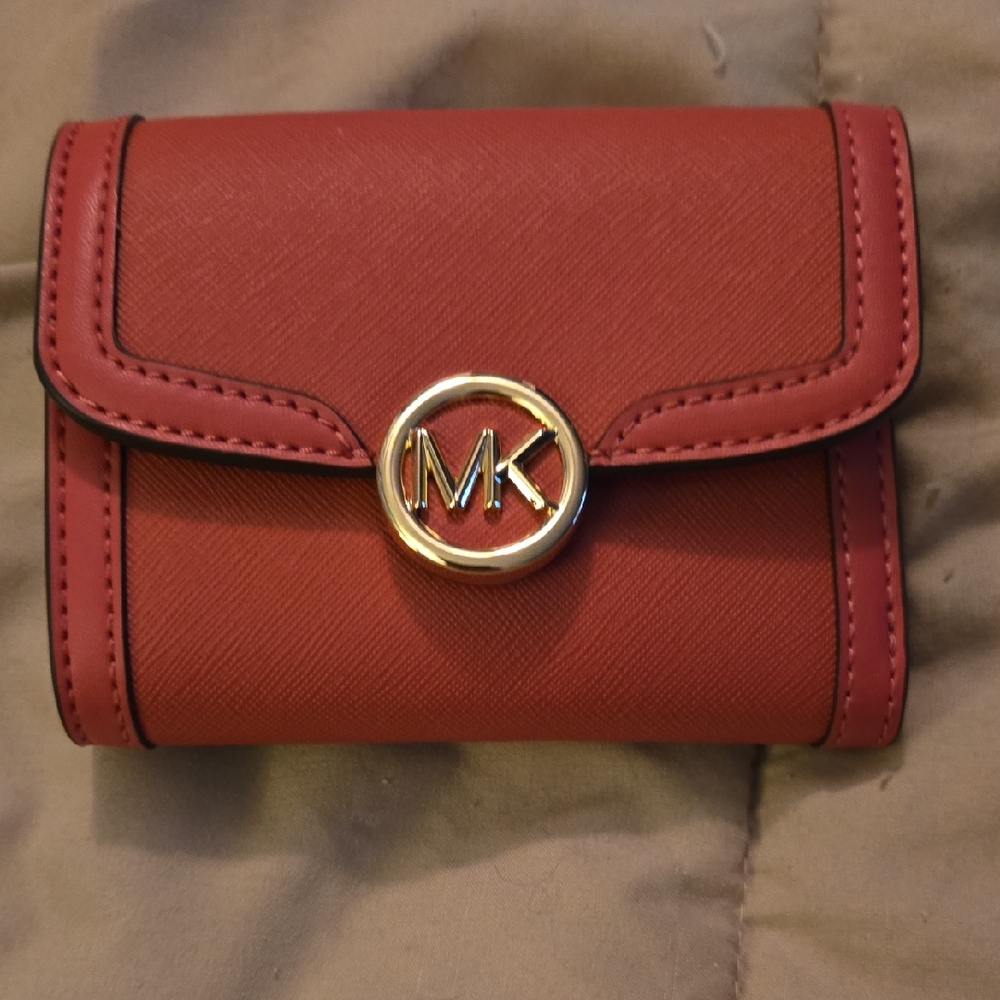 NWT Michael Kors Dark Pink Wallet with Gold Accent